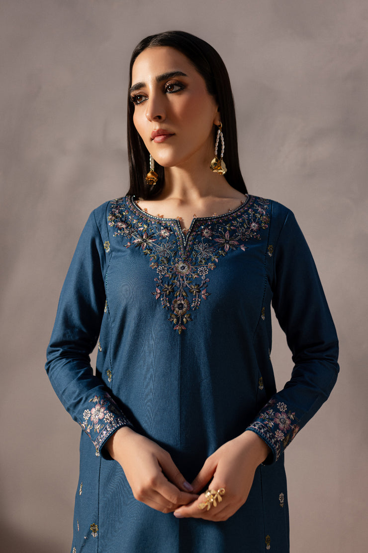 Nehar 2Pc - Embroidered Khaddar Dress