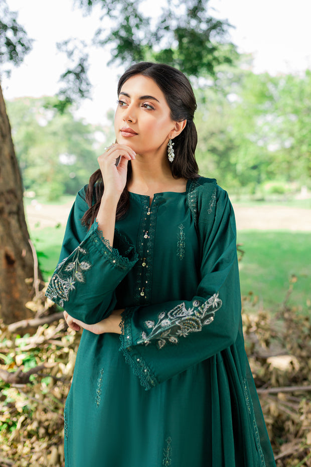 Green Mink 3Pc - Embroidered Cambric Dress