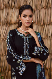 Batik UK black embroidered khaddar suit with printed dupatta festive and contemporary Pakistani outfit UK