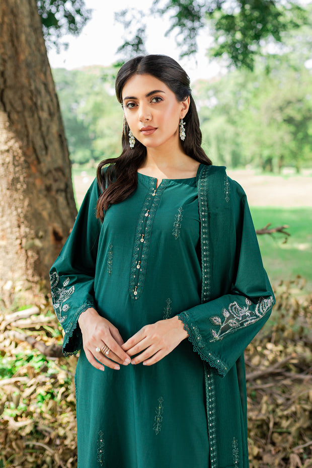 Green Mink 3Pc - Embroidered Cambric Dress