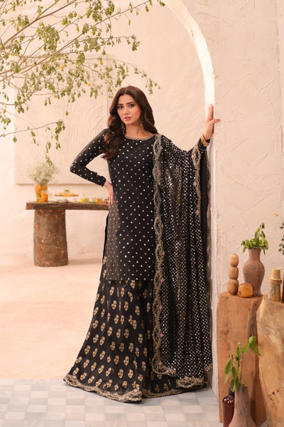Black Amani 3Pc - Embroidered Luxe PRET
