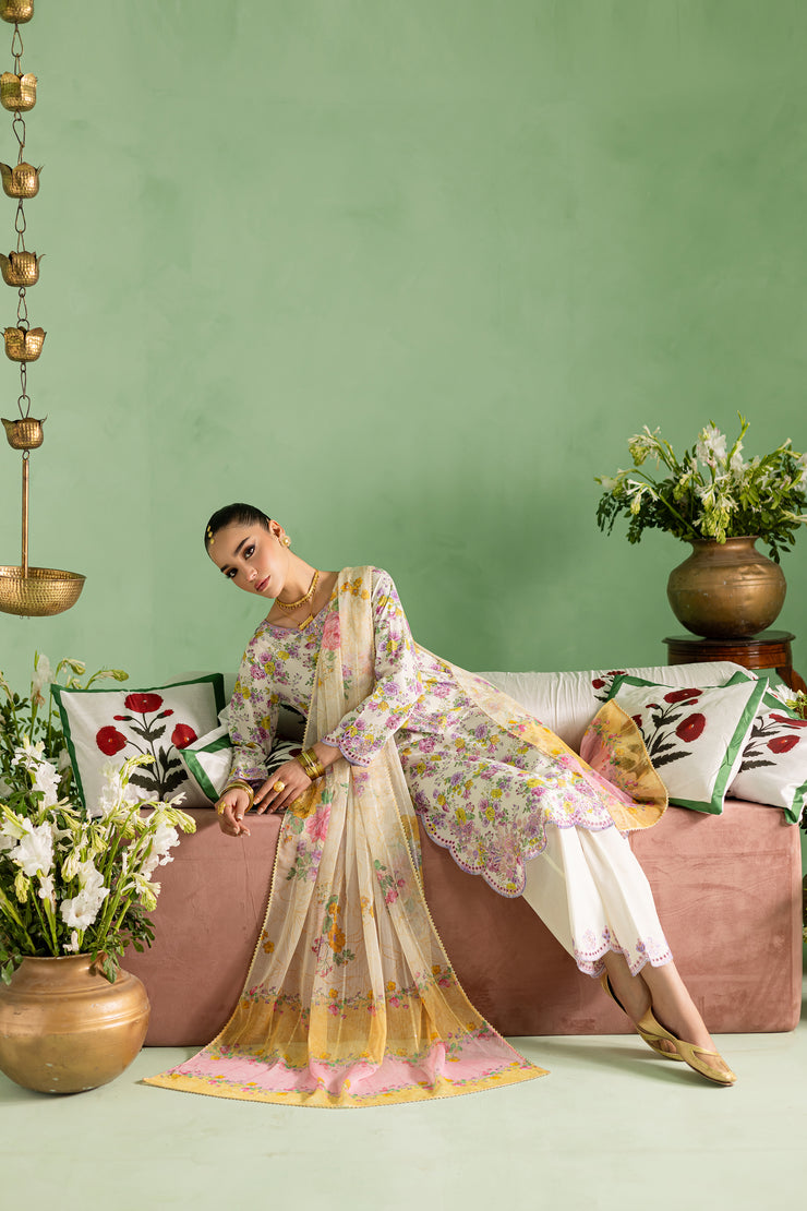Kylie 3Pc- Printed Lawn Dress