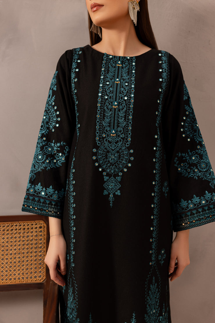 Misha Black 2Pc - Embroidered Karandi Dress