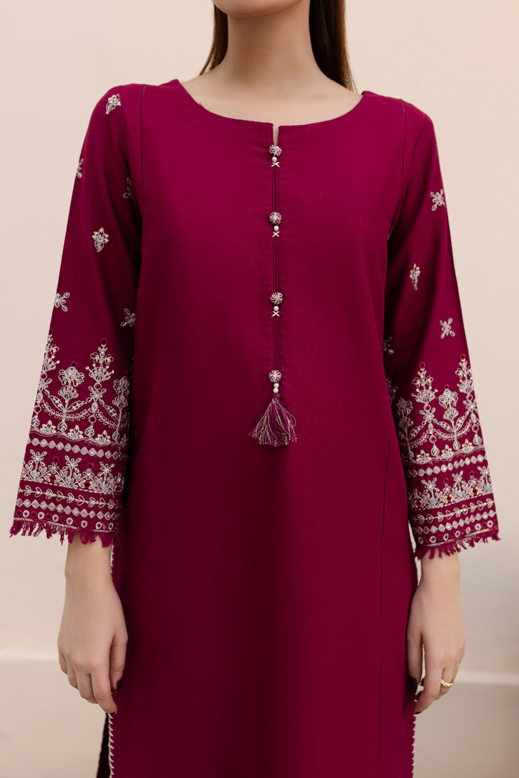 Ela 2Pc - Embroidered Khaddar Dress