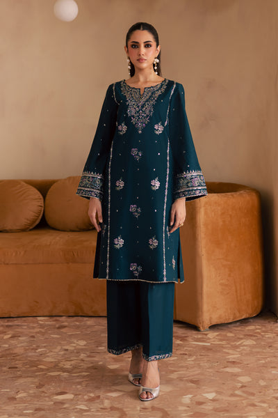 Pine 2Pc - Embroidered Solid Dress
