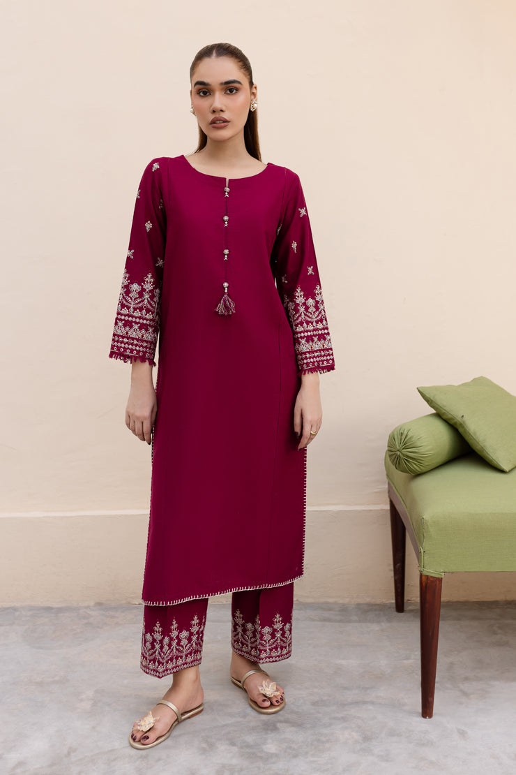 Ela 2Pc - Embroidered Khaddar Dress