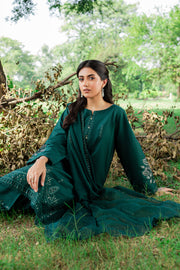 Green Mink 3Pc - Embroidered Cambric Dress