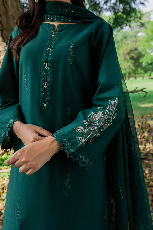 Green Mink 3Pc - Embroidered Cambric Dress