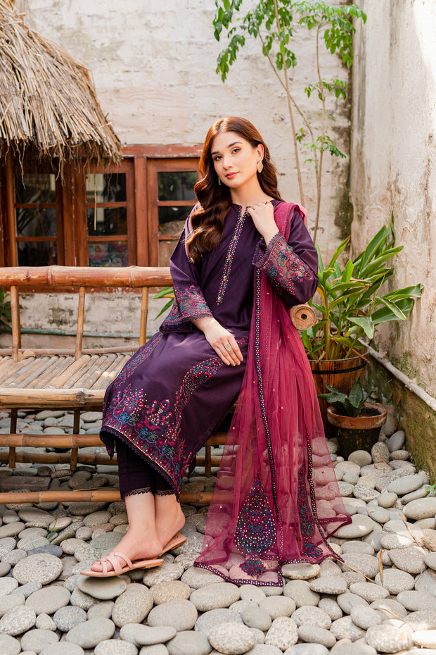Corsetry 3Pc - Embroidered Karandi Dress