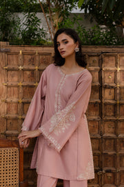 Pink Blush 2Pc - Embroidered Khaddar Dress