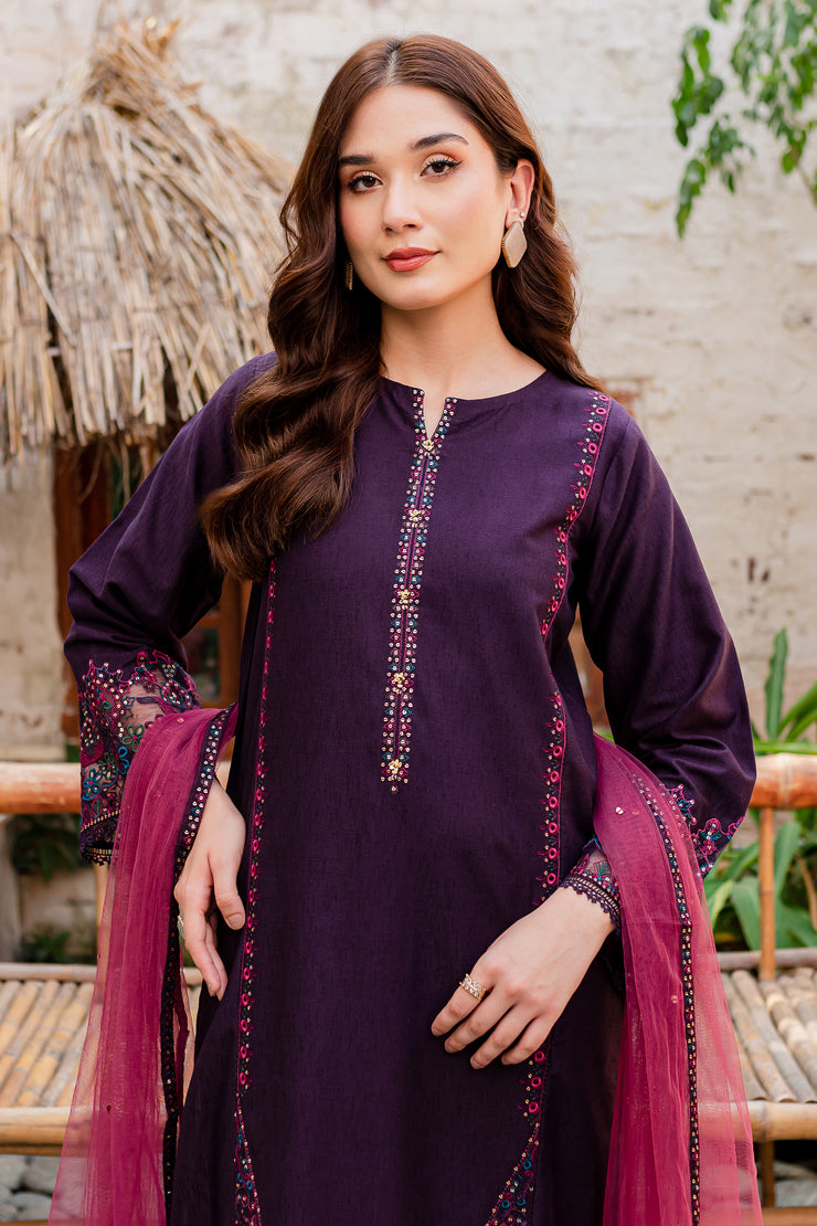 Corsetry 3Pc - Embroidered Karandi Dress