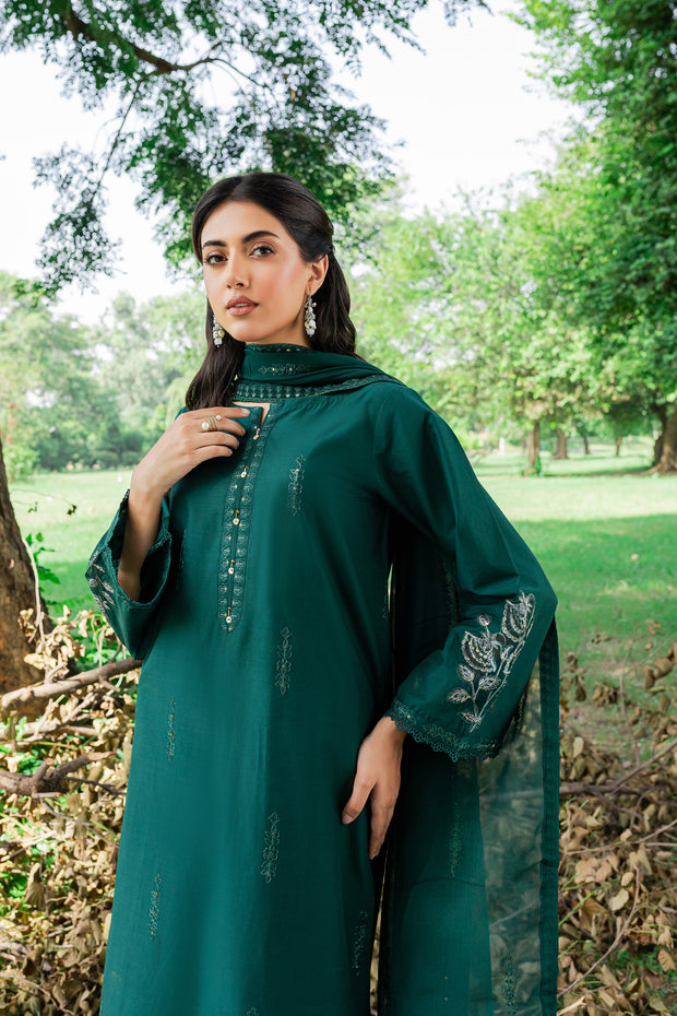 Green Mink 3Pc - Embroidered Cambric Dress