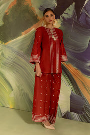 Brick 2Pc - Embroidered Khaddar Dress