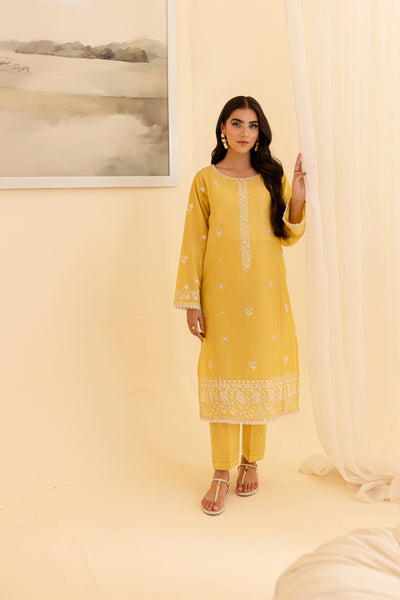 Lime Stone 2Pc - Embroidered Lawn Dress