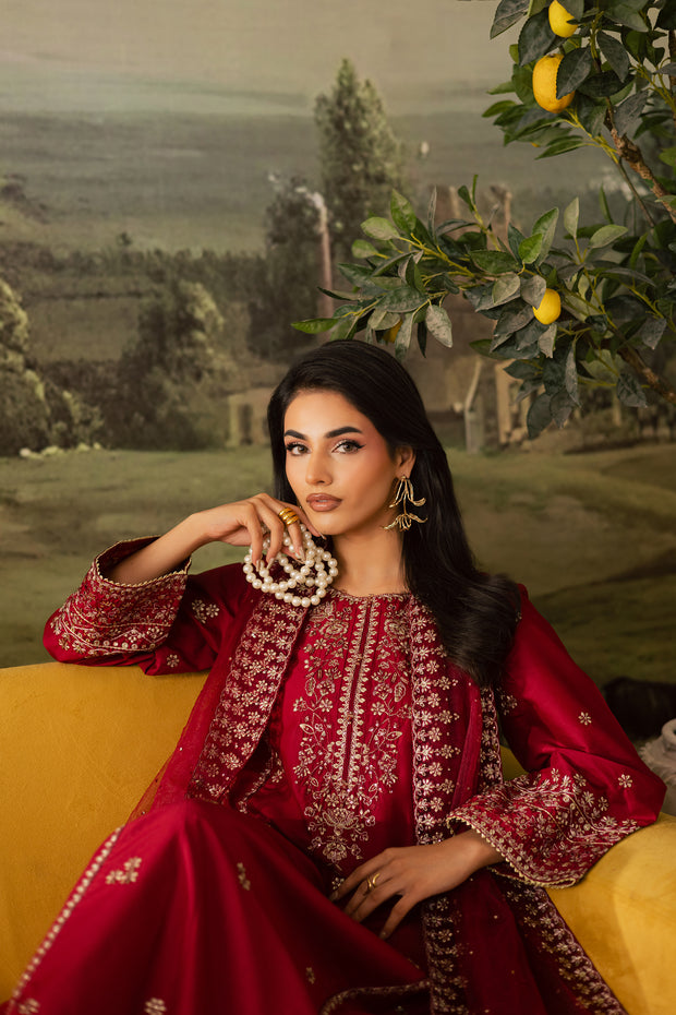 Maroon Haze 3Pc - Embroidered Lawn Pret