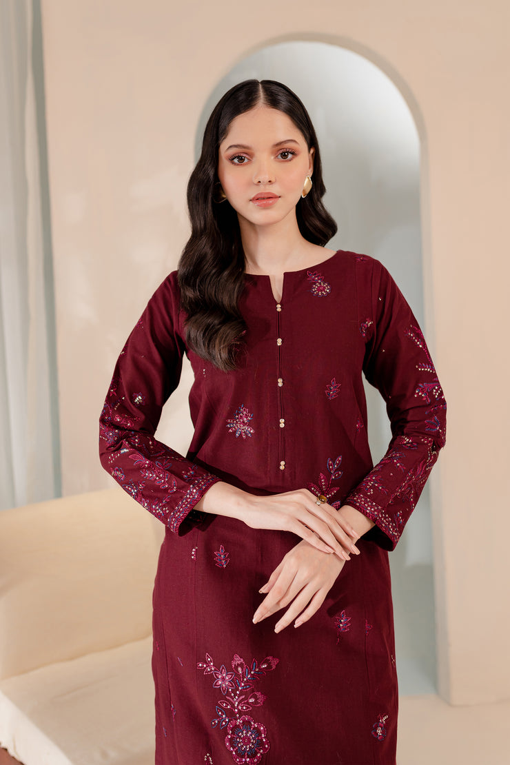 Aimee 2Pc - Embroidered Khaddar Dress