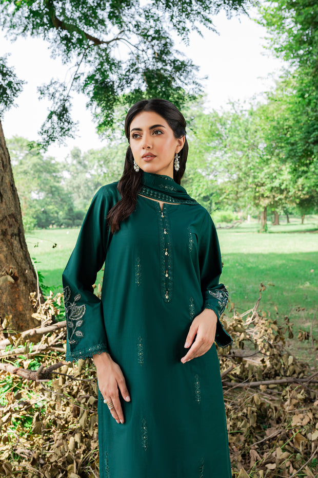 Green Mink 3Pc - Embroidered Cambric Dress