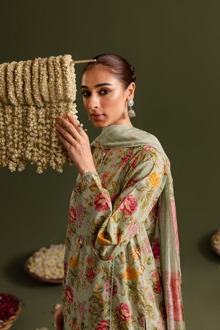 Pistachio Fern 3Pc - Printed Lawn Dress