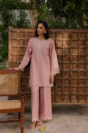 Pink Blush 2Pc - Embroidered Khaddar Dress