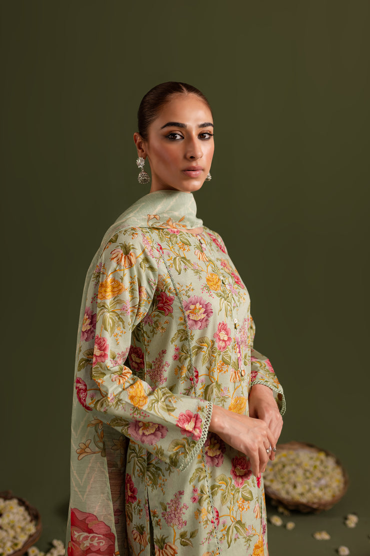 Pistachio Fern 3Pc - Printed Lawn Dress