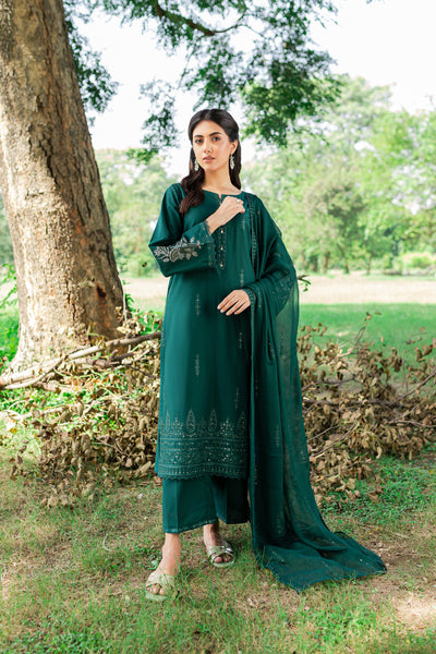 Green Mink 3Pc - Embroidered Cambric Dress