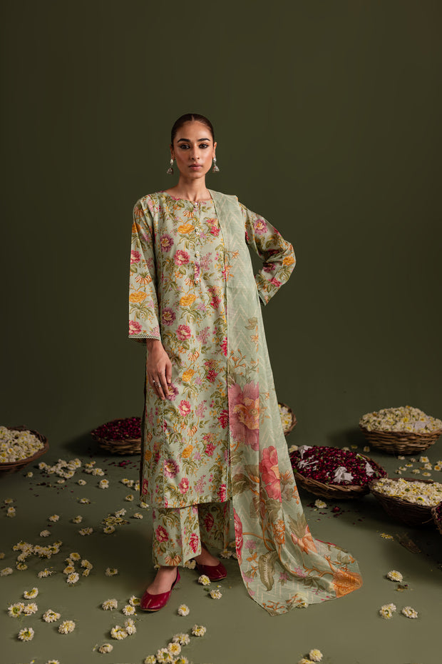 Pistachio Fern 3Pc - Printed Lawn Dress