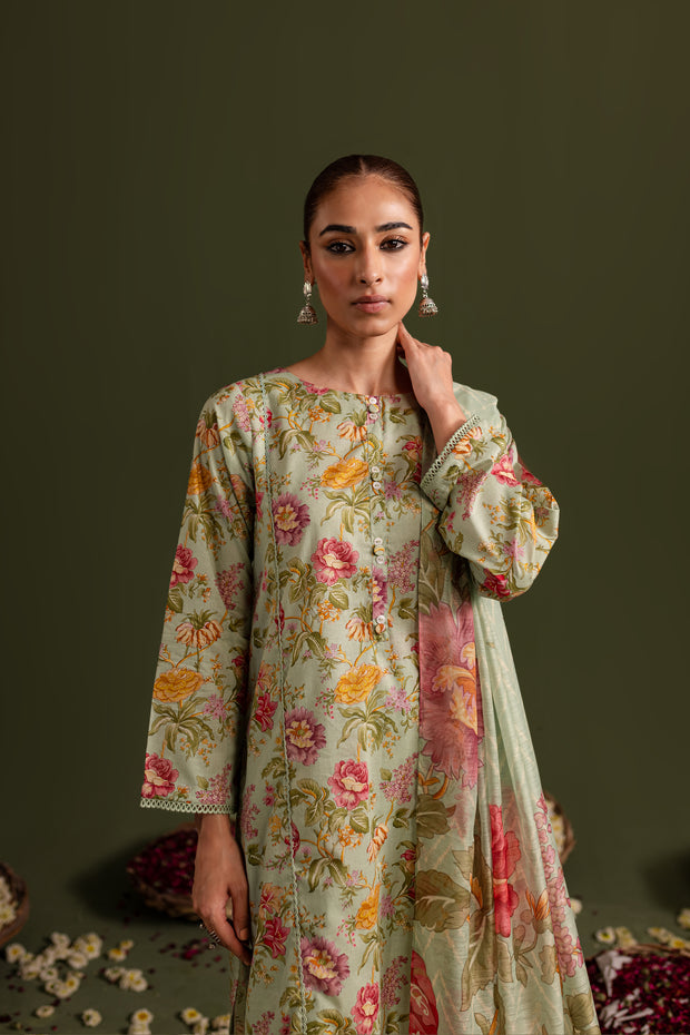 Pistachio Fern 3Pc - Printed Lawn Dress