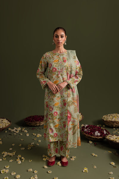 Pistachio Fern 3Pc - Printed Lawn Dress