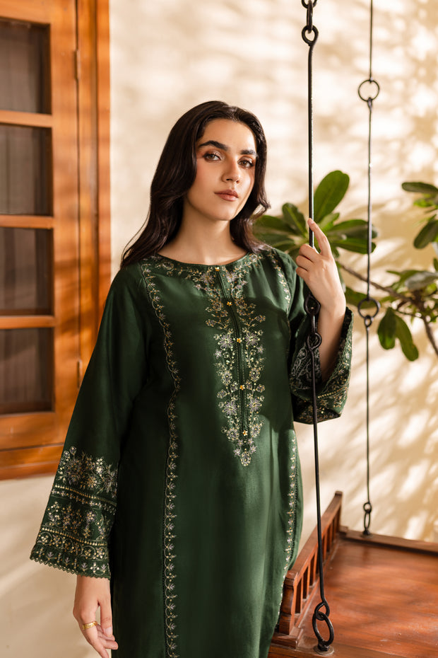 Alicent 2Pc - Embroidered Khaddar Dress