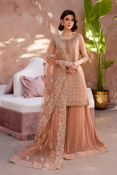 Zahrah 3Pc - Embroidered Luxe Pret