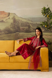 Maroon Haze 3Pc - Embroidered Lawn Pret