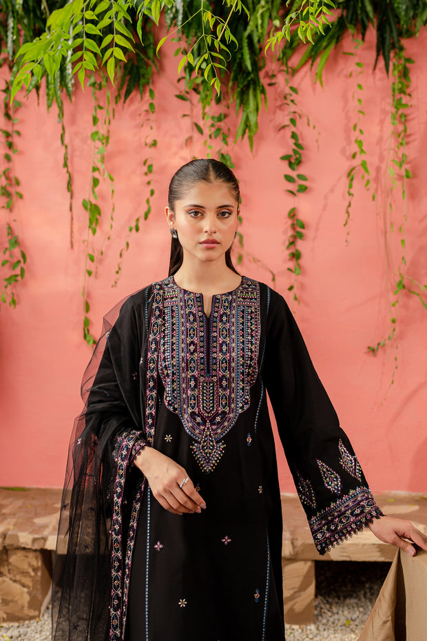 Noelle 3Pc - Embroidered Khaddar Dress