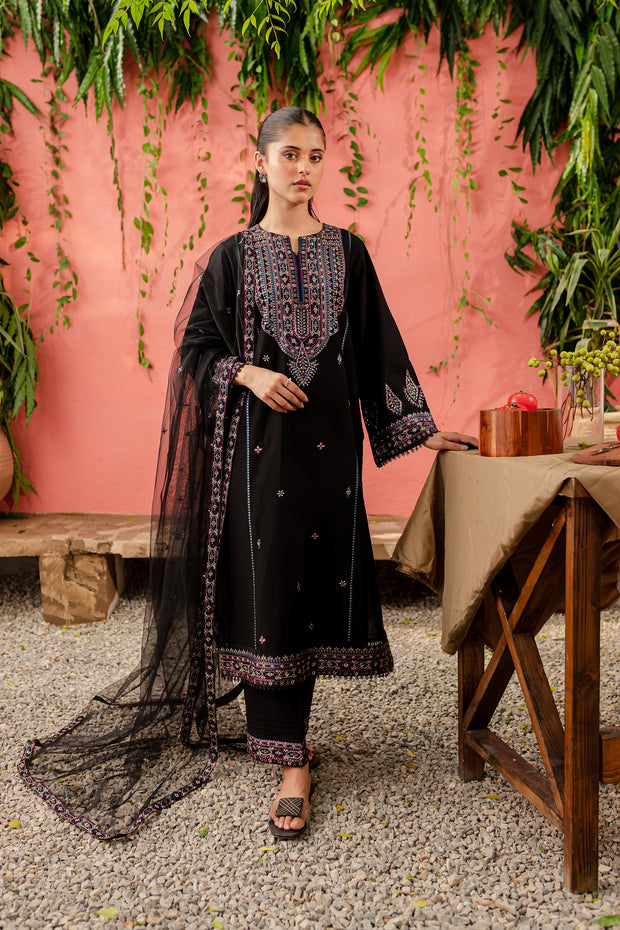 Noelle 3Pc - Embroidered Khaddar Dress
