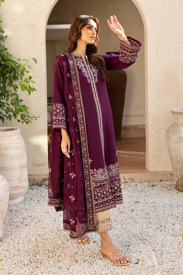 Honey Well 3Pc - Embroidered Khaddar Dress