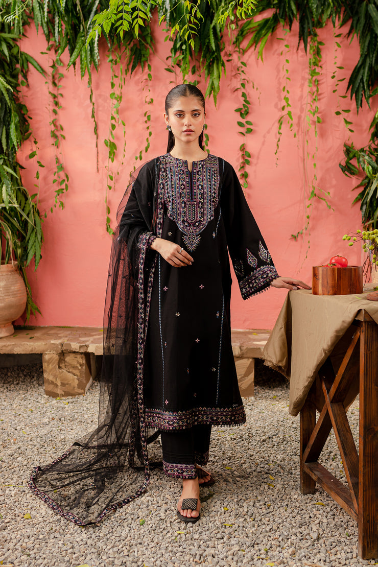 Noelle 3Pc - Embroidered Khaddar Dress
