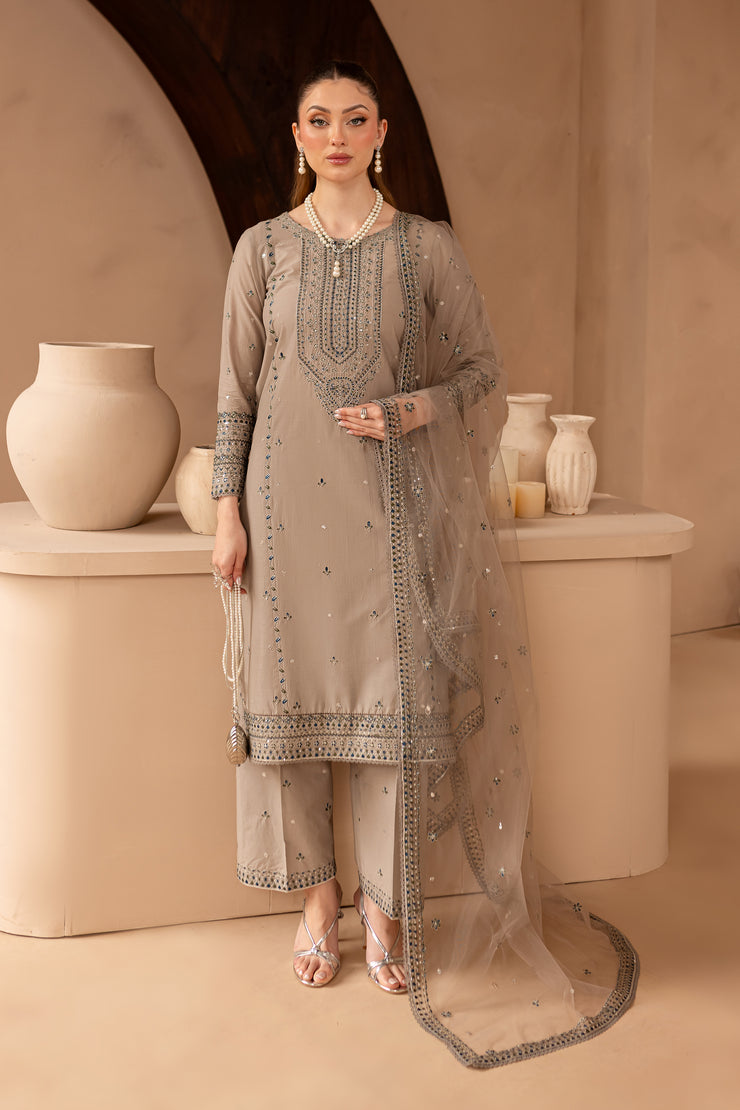 Zaria 3Pc - Embroidered Lawn Dress