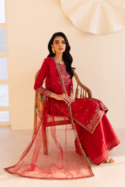 Makhmal 3Pc - Embroidered Sharara Pret