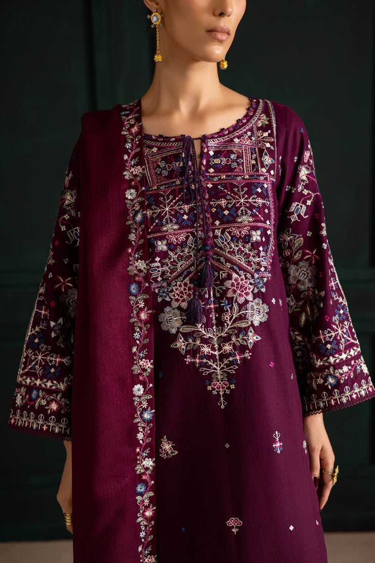 Meg 3Pc - Embroidered Khaddar Dress
