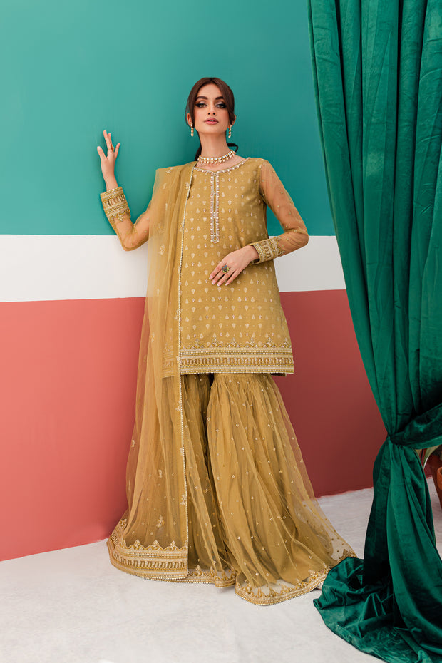 Mehndi Gharara 3Pc - Formal Dress