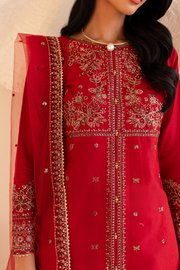 Makhmal 3Pc - Embroidered Sharara Pret