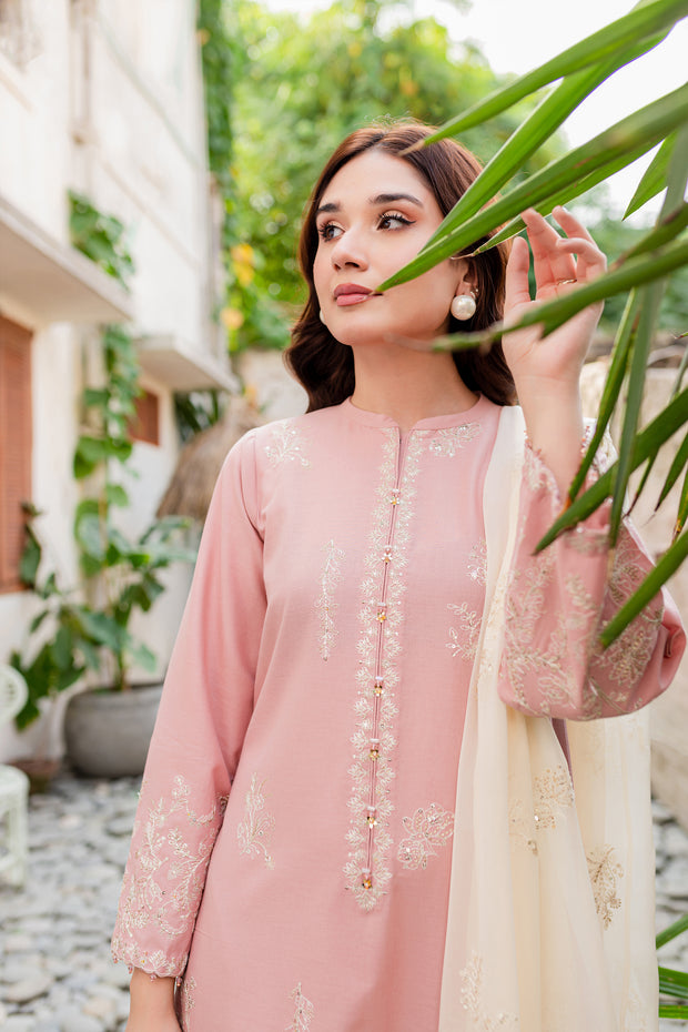 Turkish Rose 3Pc - Embroidered Khaddar Dress