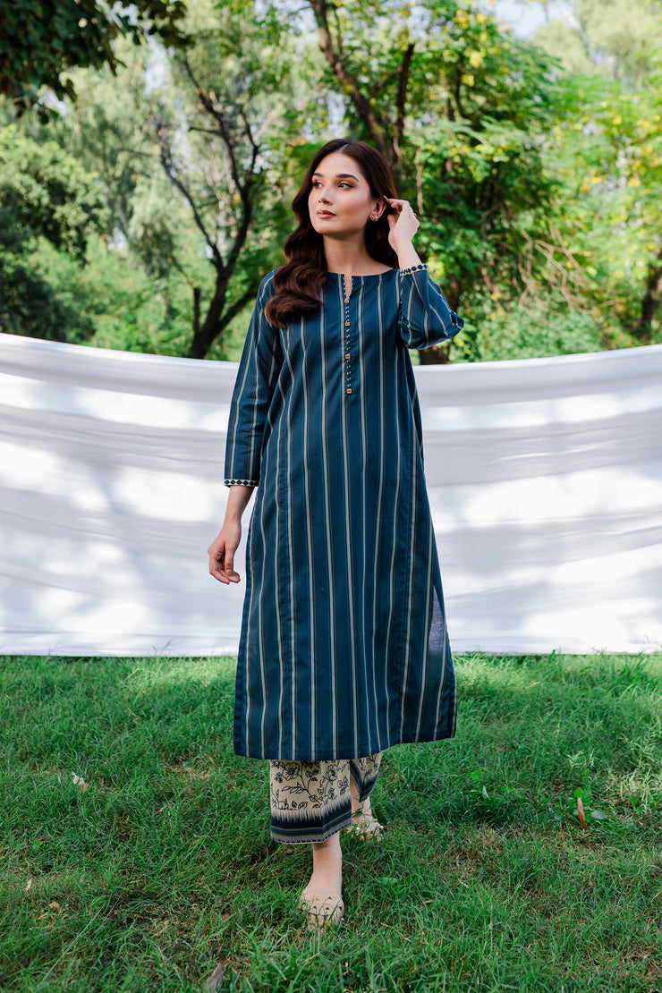 Blue Stripes 2Pc - Printed Cambric Dress