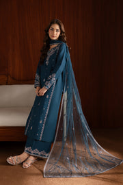 Blue Twinkle 3Pc - Embroidered Khaddar Dress