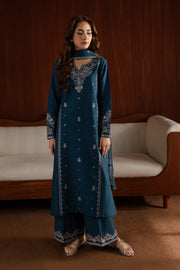 Blue Twinkle 3Pc - Embroidered Khaddar Dress