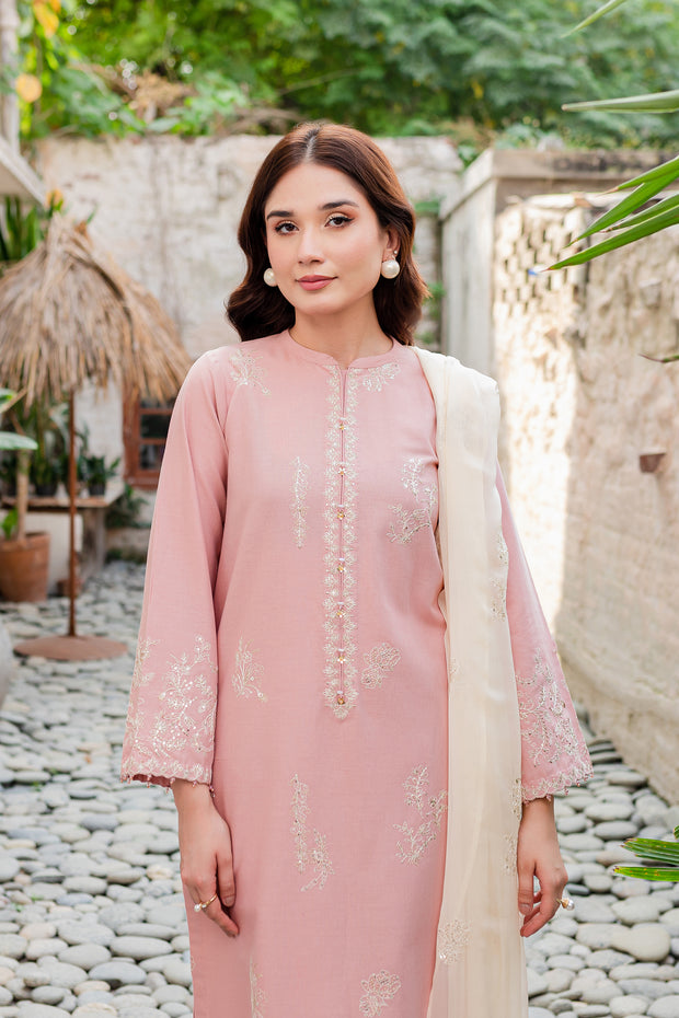 Turkish Rose 3Pc - Embroidered Khaddar Dress
