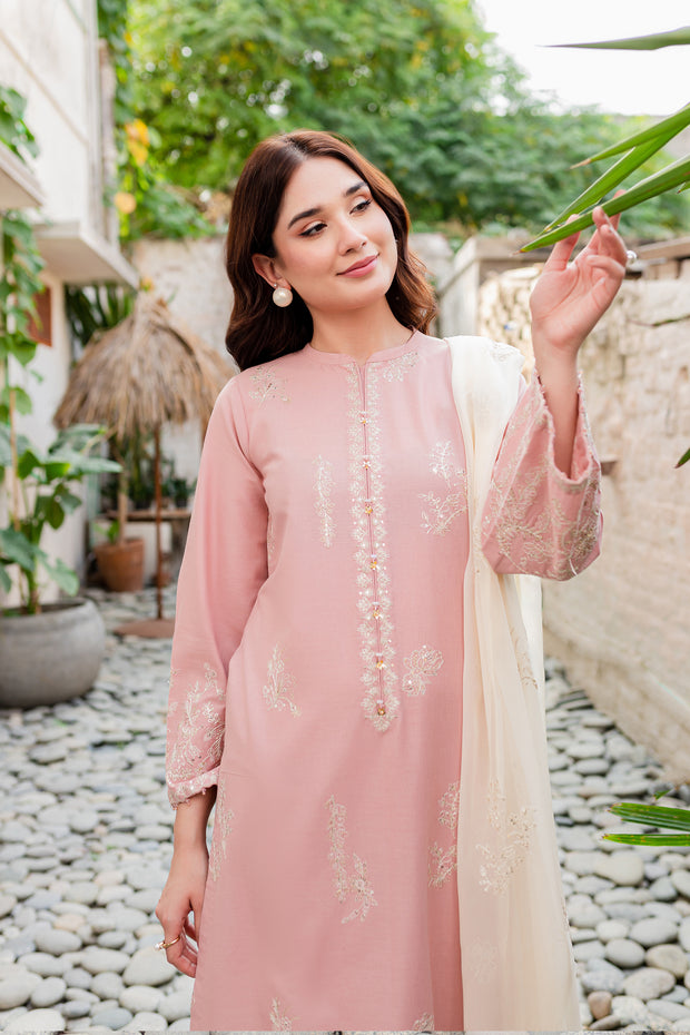 Turkish Rose 3Pc - Embroidered Khaddar Dress