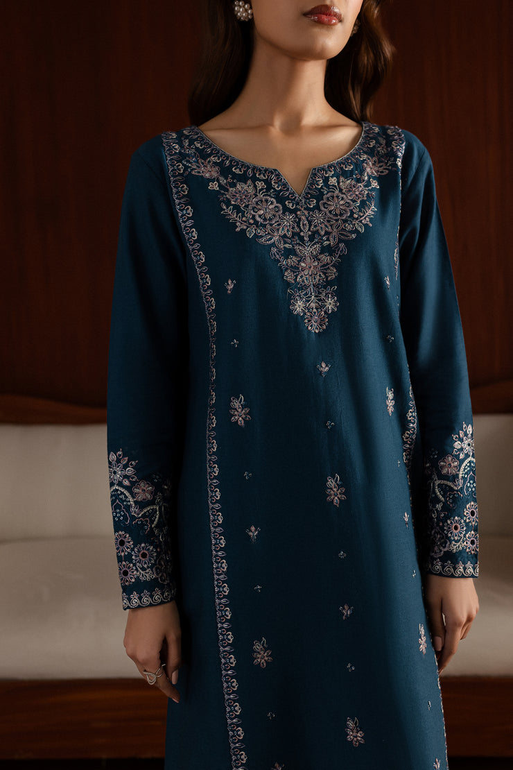 Blue Twinkle 3Pc - Embroidered Khaddar Dress