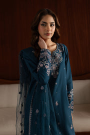 Blue Twinkle 3Pc - Embroidered Khaddar Dress