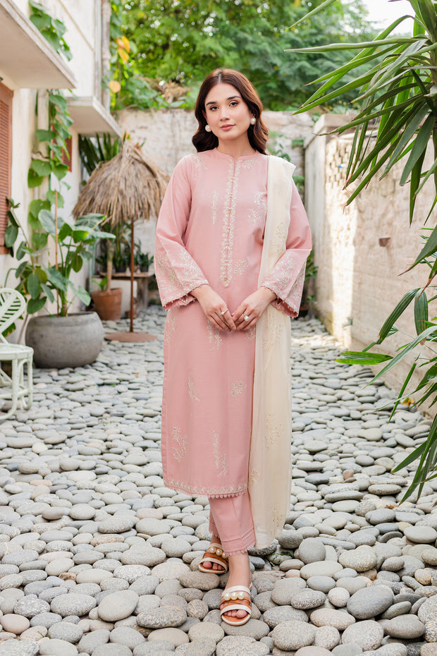 Turkish Rose 3Pc - Embroidered Khaddar Dress