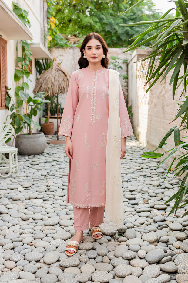 Turkish Rose 3Pc - Embroidered Khaddar Dress